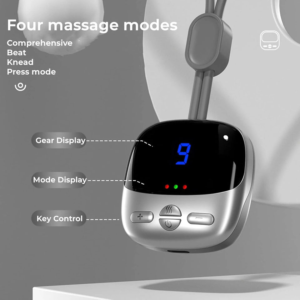 Portable Pendant Neck Massager – 4 Modes, Heat Therapy & Pain Relief
