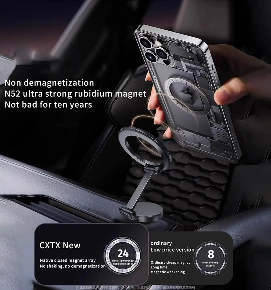 Premium 360° Foldable Magnetic Car Phone Holder – Strong Titanium Alloy with 48 Magnets (UAE Delivery)